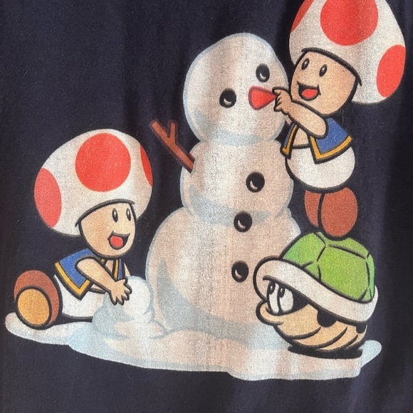 Hot Topic Nintendo Toad and Frosty graphic T shirt 99s style ugly Christmas - Picture 3 of 6
